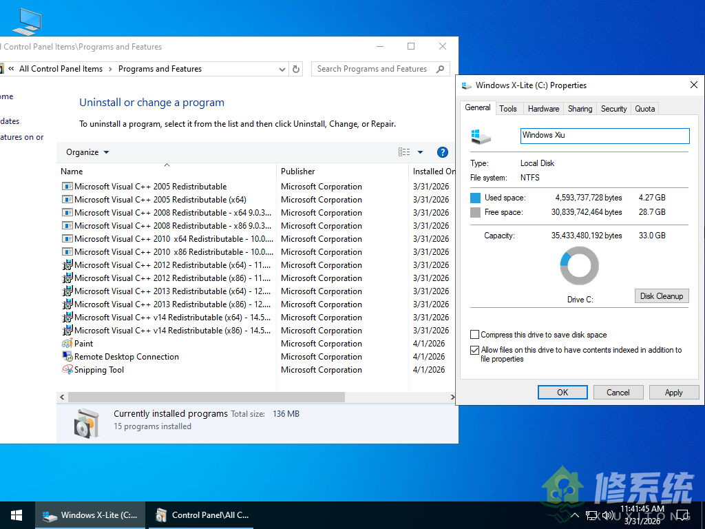 小修 Win10 LTSC2021 19044.7058 极限精简 英文版 [1.46G](20260331)