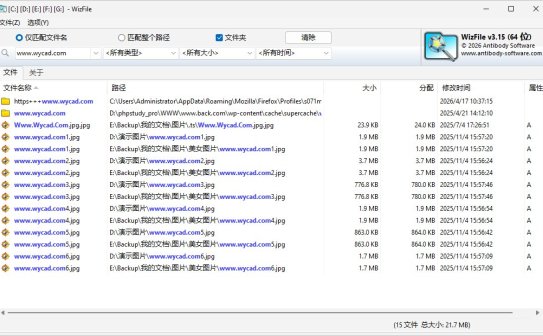 极速文件搜索工具 | WizFile v3.15中文绿色版